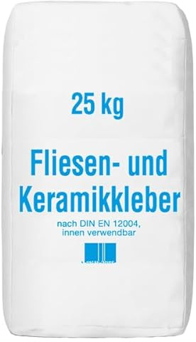 Fliesenkleber 25 kg - Für innen, für Wand und Boden. Für die Verlegung im Dünn- und Mittelbettverfahren