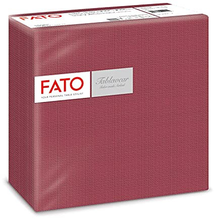 Fato, Servilletas de Papel, Airlaid, Efecto Textil, Paquete de 50 Servilletas, Tamaño 40x40 dobladas en 4, Decoración Sombra Burdeos