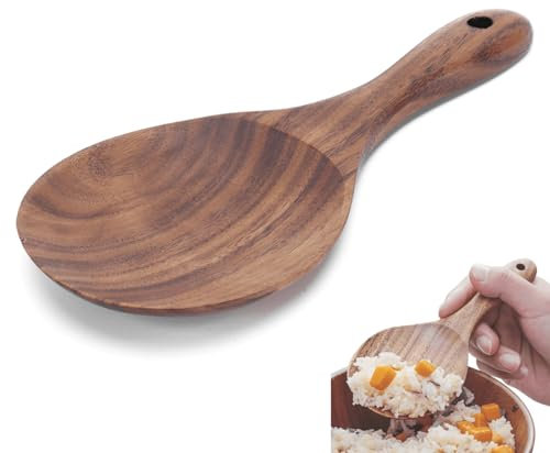 Cucchiaio da Riso in Legno, Pala di Riso Antiaderente Cucchiaio da Portata Resistente Al Calore, Cucina Cucchiai da Cucina Versatili Spatola di Riso Pentole