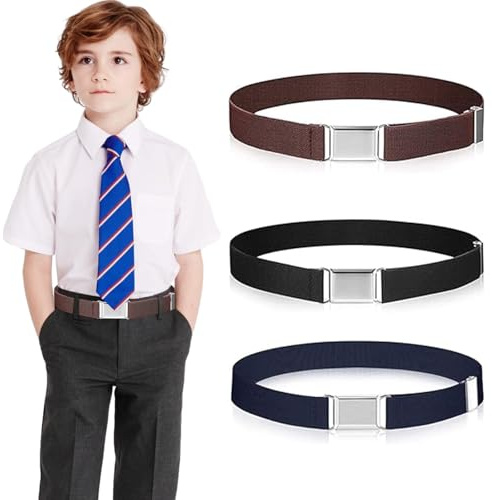 3 Pieces Elastic Belt for Boys and Girls - Adjustable Stretch Belt for Toddler and Children (Multiple Colour)