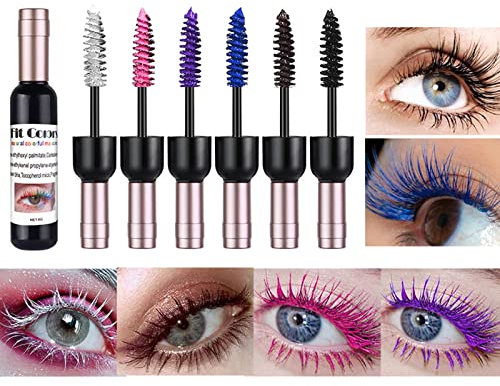 Holzsammlung 6 Pièces Mascara Coloré Professionnel, Volume & Courbe Parfaite, Imperméable, Pour Mariage, Soirées, Carnaval et Maquillage de Scène