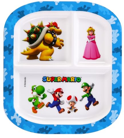 Zawadi Global Super Mario Assiette à 3 sections réutilisables pour petit déjeuner et enfant