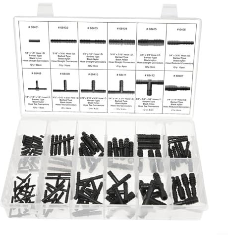 FUBESK Kit di 113 connettori per irrigazione per tubo da giardino, in plastica, dritto/raccordo a T, riduttore, raccordi per irrigazione, ideale per irrigazione e lavaggio auto