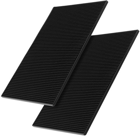 FUNSUEI 2 Tappetini da Bar in Gomma nero 40 x 30 cm, spessore 0,8 cm, per Da Cocktail, Cucina, Caffetteria,Karaoke