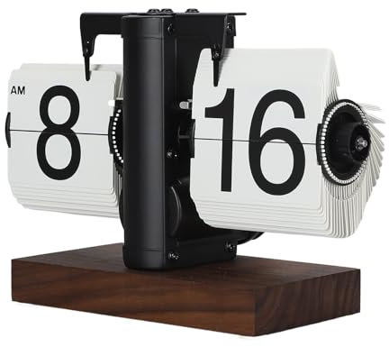 Vvikizy Orologio a Fogli Mobili Digitale 12 Ore Numeri Grandi su Un Lato Orologio a Fogli Mobili Meccanico retrò Base in Legno Retro Flip Clock Superficie Relojes de Escritorio