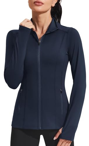 PINSPARK Giacca Da Corsa Da Donna Giacca Sportiva a Maniche Lunghe Giacca Da Allenamento Traspirante Giacca Leggera Con Cerniera