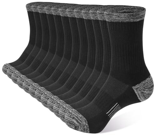 BUDERMMY Calcetines de mujer de algodón 35-38 39-42 calcetines deportivos calcetines de senderismo para mujer calcetines transpirables acolchados para hombre calcetines para correr 6 pares, Negro ,