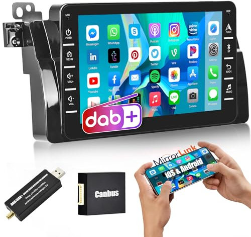 Dab 1+32G Android 13 Autoradio pour BMW E46 3 série 1999-2005, 8 Pouces Écran Tactile Radio Voiture avec WiFi GPS BT FM SWC Mirror Link