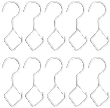 Laluky Lot de 10 crochets en S blancs avec dispositif de sécurité pour tringle à vêtements pour cuisine, atelier, salle de bain, jardin, chambre à coucher, extérieur (blanc)