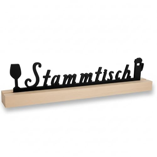 Kaltner Präsente Idea regalo – Articoli da regalo in legno, decorazione da tavolo, tavolo con brocca di birra e bicchiere da vino