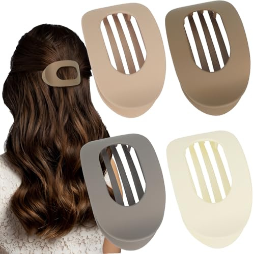 OWill 4 piezas Pinzas pelo mujer,Mate Pinzas para el pelo planas,Pinzas para el cabello para mujer, cabello fino, pinza para el cabello diseño curvo,Pinza plana para cabello fino y grueso