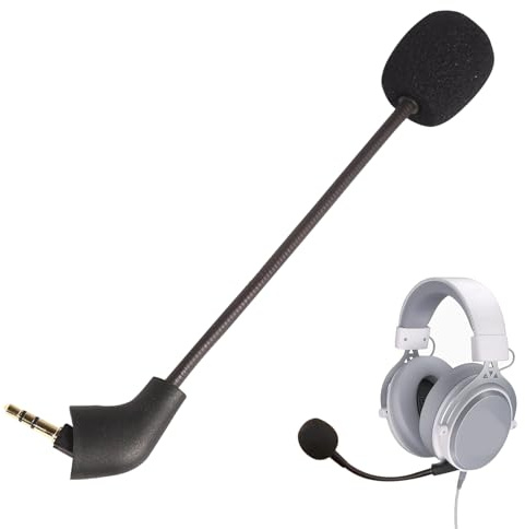 Menibeuty Micro Jack, Microphone de Rechange 3,5 mm Boom Micro Gaming Micros pour Casque Compatible avec King Ston Hyperx Cloud 2, Gaming Détachable Anti-Bruit Micros pour PS4 PC (Nior)