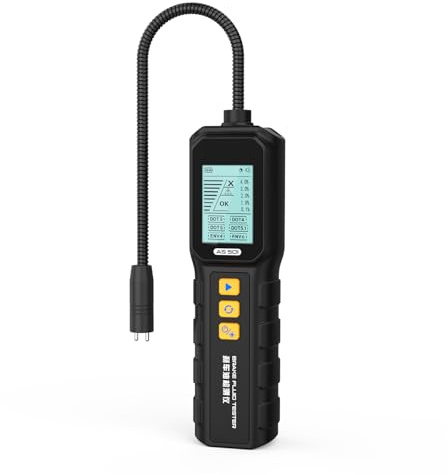 LINXINO AS501 Brake Fluid Tester with 10-Inch Corrosion Resistance Gooseneck Probe,Testing for DOT3, DOT4, DOT5.1,ENV4,ENV6,Brake Fluid Moisture Tester with High-Sensitivity Sensor,Backlit Display