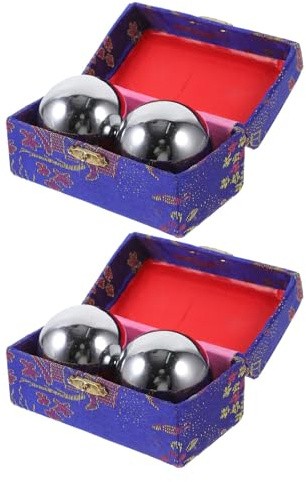 Ipetboom 4pezzi Palline Baoding per Esercizi Mani Massaggiatore Mano Antistress Palline Fitness Tradizionali per Flessibilità Dita e Benessere Mani