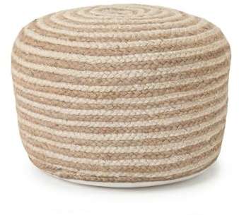HAPPERS Puff Yute Macrina. reposapiés, Taburete bajo, otomana, diseño Exclusivo con Relleno Incluido