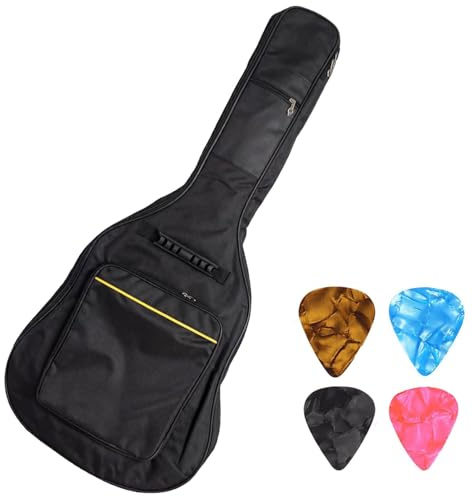 DUINIU Mochila De Guitarra Negra De 1 41 Pulgadas, 4 Púas De Guitarra, Bolsa De Almacenamiento Oxford Impermeable, Accesorios para Instrumentos Étnicos Pulsados.