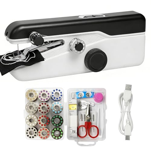 Mini Machine a Coudre - alouweekuky, Machine a Coudre Portable électrique, 2 Modes, Facile à Utiliser, Usage Domestique, Couture de Vêtements, Rideaux, Travaux Manuels