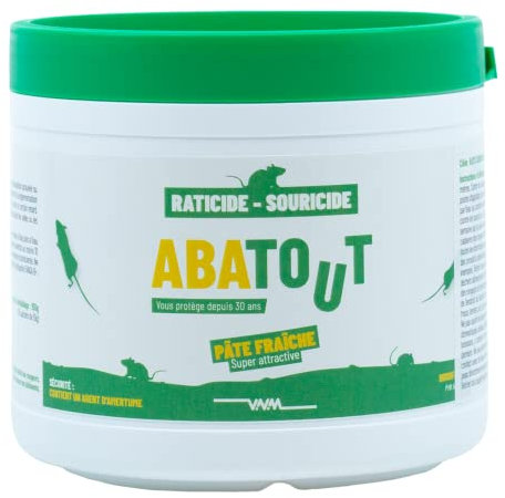 ABATOUT Raticide souricide pâte 150 g - 15 doses prête à l'emploi - maison - habitat, Voir Photo