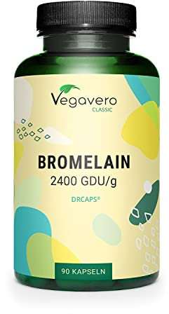 Bromelain hochdosiert | bis zu 1300 mg am Tag | (3250 F.I.P - 1625 Gdu) pro Kapsel | magensaftres. DRCaps® | Laborgeprüft | Eaus Ananas | Vegan - Ohne Zusatzstoffe | Dt. Produktion Vegavero®