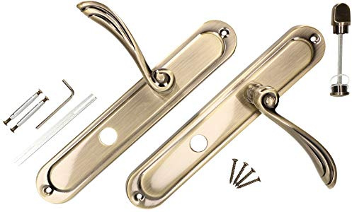 KOTARBAU® Set de poignées de porte 90 mm pour WC à plaque longue patine universelle moderne