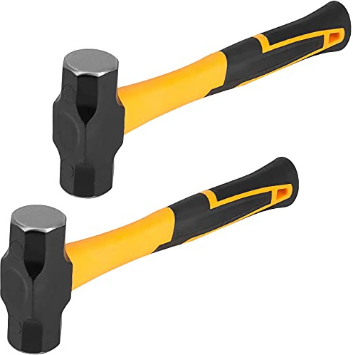 HOIGON 2 Pack 2 Lb Mini Sledge Hammer, 11 Inch Pro-grade Sledge Hammer Tool with Fiberglass Handle, Stoning Club Hammer for Carpentry, Construction, Mechanic Work