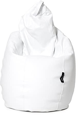 MiPuf - Puff Pera XL Blanco | Puff con Relleno Incluido EPS de Alta Recuperación | Fabricado en España con Tejido Polipiel Alta Resistencia | Puf Gran Comodidad Doble Costura y Doble Cremallera