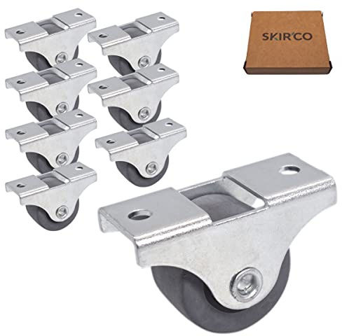 SKIR'CO Paquete de 8 ruedas pequeñas para muebles de 25 mm, ruedas de goma, ruedas fijas, no giratorias, dirección unidireccional (8)