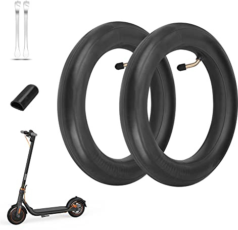 YHTSPORT Cámaras de Aire 10 Pulgadas, Cámara Reforzada 10x2.50 para Rueda de Patinete Eléctrico，Repuesto para Neumático con Válvula de 45°, con 2 Bastones Neumáticos + Funda Soporte
