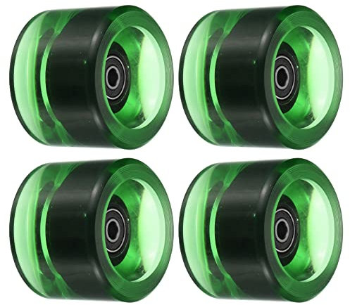 PATIKIL 4Pack 70mm 78A Langboard Räder mit Schwarz ABEC-9 Lager Weich Cruiser Räder Straße Räder für Skateboards Skateboard Rad PU Klar Grün