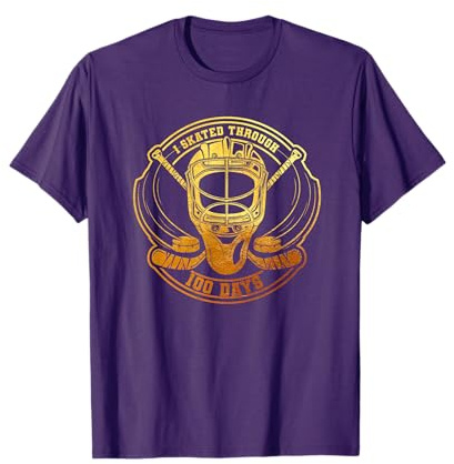 I Skated Through 100 Days 100th Day Of School Ice Hockey T-Shirt