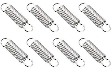QUARKZMAN 46mm Libero Lunghezza Doppio Gancio Tensione Molla x 8 Pezzi Metallo Estensione Elicoidale Molla Spirale per Industriale Macchine, [Argento Tono]