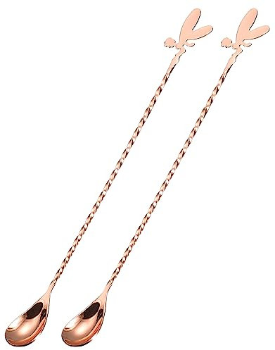 QUARKZMAN 2pcs Bar Cuillère Cocktail Mélange Cuillère 12-pouce Lumière Or