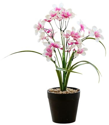 Bonsái artificial, bonsái artificial, realista, vívido, sin riego, 2 tenedores, simulación de flores en maceta, jazmín de invierno, decoración del hogar, simulación de bonsái, bonsái