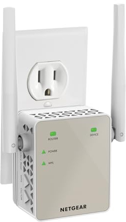 NETGEAR Dual-Band WiFi 5 Range Extender (EX6170) – Coverage up to 1,500 sq. ft., 25 Devices with AC1200 (up to 1200Mbps Speed) – Wireless Signal Repeater - Compact Wall Plug Design – White
