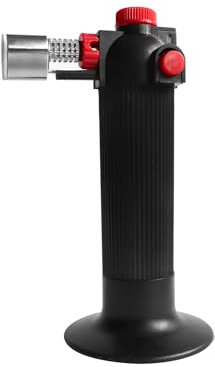 Fackelmann Cannello da cucina, caramellatore professionale, bruciatore da cucina, cannello a gas, fiamma ossidrica per dolci, caramellare, crema catalana, crème brûlée, barbecue, nero, 14 x 10 x 5 cm