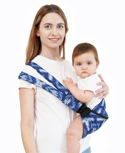 GAGAKU Kindertrage Seitlich Babytragetuch Trage Baby mit Rutschfestem Hüftsitz Tragetuch Kleinkind Hüfttrage Kleinkindtrage Ergonomischer Tragehilfe Babytrage ab 6 monate (Blaues Muster)