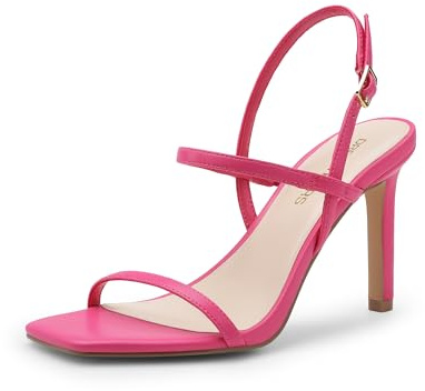 DREAM PAIRS Women’s Slingback Heels High Stilettos Open Square Toe Ankle Strap Pumps Sexy Comfort Strappy Dress Shoes Wedding Bridal Heeled Sandals,Size 7,Hot Pink-Pu,DWUMHS2533