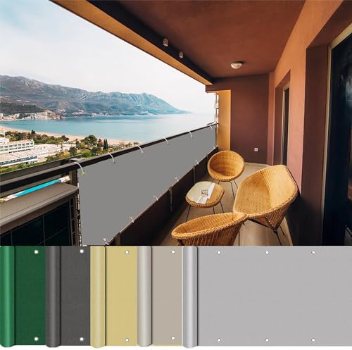 Balcony Cladding 350 x 550 cm for Balcony and Patio Weatherproof Water Repellent Light Grey Ideal for Garden Privacy.