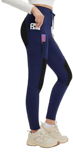 baleaf Women's Fleece Leggings Water Resistant for Hiking Blue-Black M