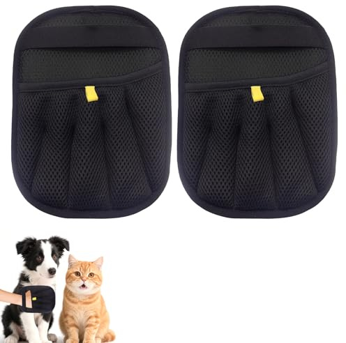 Lot de 2 gants électrostatiques pour épilation des poils d'animaux domestiques, gants de toilettage pour animaux domestiques, draps de lit, canapés et vêtements