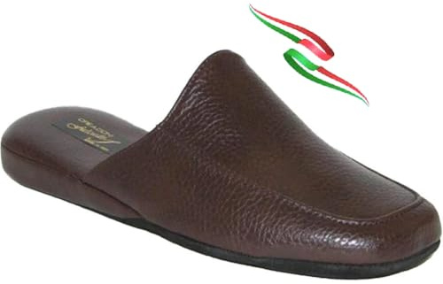 Ciabatte pantofole uomo da camera Falcade Ross suola pelle scamosciata silenziosa sottopiede soft qualità italiana (Testa di moro, 44, Sistema Taglie Calzature EU, Adulto, Uomo, Numero, Media, 44)