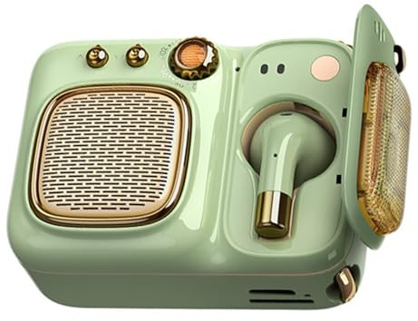 Boombox Bluetooth retrò con cuffie, altoparlante radio portatile con suono HIFI, lettore MP3 e radio FM, stile classico per interni ed esterni