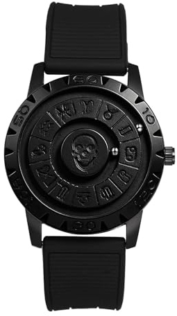 JewelryWe Montre Homme à Bille Lévitation Magnétique: Montre Bracelet Silicome Mouvement Quartz sans Aiguille Original Futuriste Échelle de Motif de Constellation Cadeau Anniversaire Noël