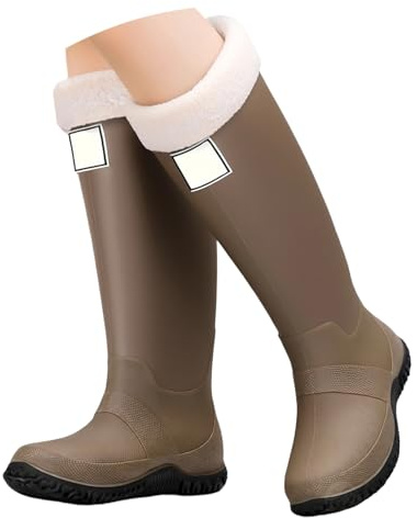 Stivali da Pioggia Leggeri e alla Moda per Escursioni Campeggio con Gambale Lungo Antiscivolo in Pile Impermeabili (Brown, 40)