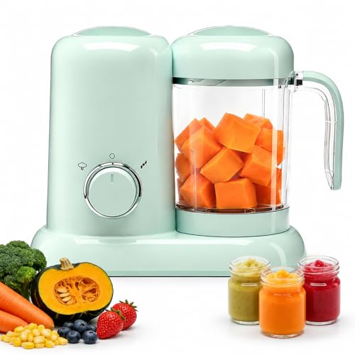 Robot Cocedor Mezclador para Bebés, Batidora para bebé Multifuncional con Cesta de Vapor, Cuchilla de Acero Inoxidable 304 para la Preparación de Purés Caseros y de Frutas para Bebé, Sin BPA