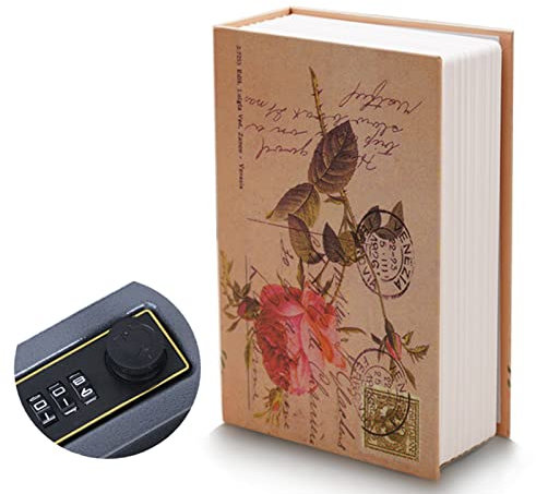 Book Safe Storage Box with Combination Lock, Hidden Safe Money Box, Dictionary Diversion Safe Can, Secret Creative Book Lock-up, Jewelry Collection Storage Case for Children Adult (Rose)
