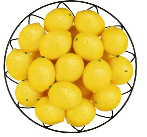 Toopify Fake Lemons, 20 Pcs Ultra Realistic Artificial Fruit with Natural Texture, Matte Non-Glossy Home Kitchen Table Decor for Photography and Party