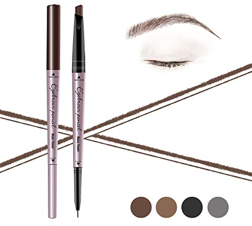 Music Flower Double Ended Eyebrow Pencil, Waterproof Brow Pen, Smudgeproof Long lasting Eye Makeup, Pack of 1, Dark Brown