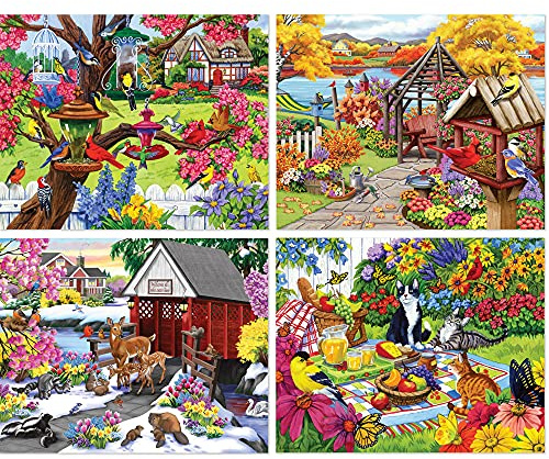 Bits and Pieces - 4-in-1 Multi-Pack 300 Piece Jigsaw Puzzles for Adults -300 pc Puzzle Set Bundle by Nancy Wernersbach - 16 x 20 (41cm x 51cm)