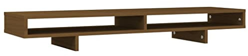 vidaXL Skärmställ honungsbrun 100x27x14 cm massiv furu, datorställ, bildskärmsställ för stationär dator, skrivbordshöjare, tangentbordsställ